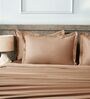 Brown 400TC 100% Cotton Solid Flat Super King Bedsheet With 2 Pillow Covers