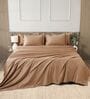 Brown 400TC 100% Cotton Solid Flat Super King Bedsheet With 2 Pillow Covers