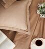 Brown 400TC 100% Cotton Solid Flat Super King Bedsheet With 2 Pillow Covers