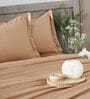 Brown 400TC 100% Cotton Solid Flat Super King Bedsheet With 2 Pillow Covers