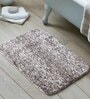 Taupe Solid Shaggy Polyester 24x16 Inches AntiSkid Bath Mat