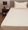 Brown Solid 300 TC 100% Cotton Single Bed Sized Bed Sheets With 1 Pillow Cover