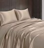 Taupe Solid 400 TC Satin Queen Fitted Bedsheet with 2 Satin Pillow covers