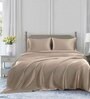 Taupe Solid 400 TC Satin Queen Fitted Bedsheet with 2 Satin Pillow covers