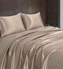 Taupe Solid 400 TC Satin Single Fitted Bedsheet with 2 Satin Pillow covers
