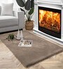 Taupe Solid Polyester 3 X 5 Feet Machine Made Carpet