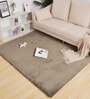Taupe Solid Polyester 4 X 6 Feet Machine Made Carpet