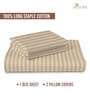 Taupe Stripe 300 TC Cotton Super King Sized Bedsheet with 2 Pillow Covers