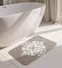 Taupe and White Traditional Polyester 24x16 Inches AntiSkid Bath Mat