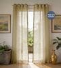 Taupe with pom pomSolid Polyester Curtains for Long Door Pack of 2