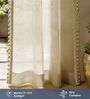 Taupe with pom pomSolid Polyester Curtains for Window Pack of 2