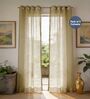 Taupe with pom pomSolid Polyester Curtains for Window Pack of 2
