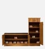 Tazal Single Door Shoe Rack With Seating in Tan Matte Finish