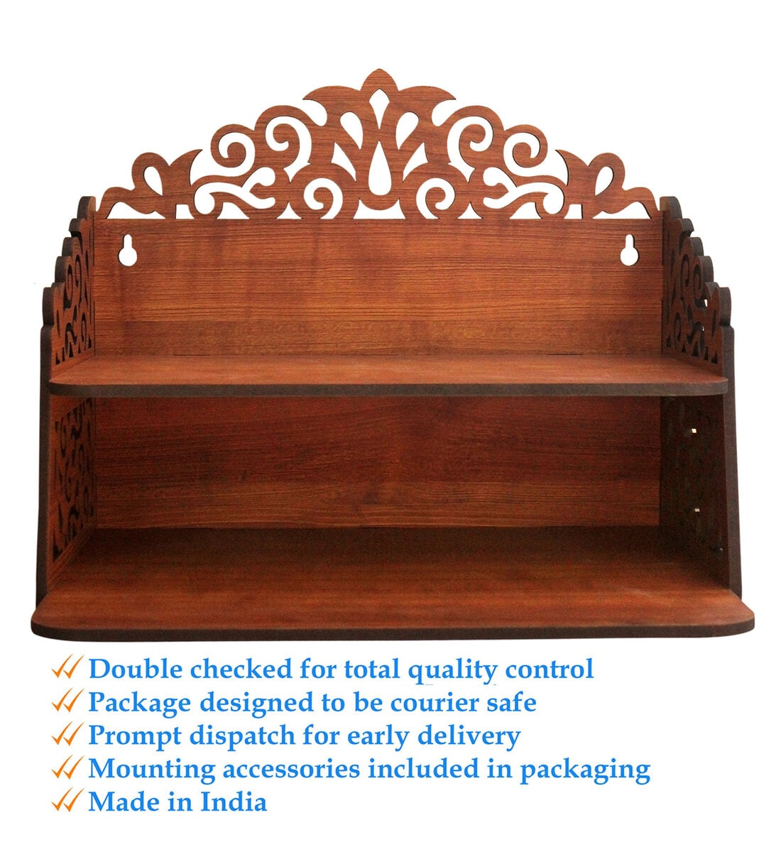 Buy Teak Finish Wooden Home Temple By Heartily Online Pooja Shelves