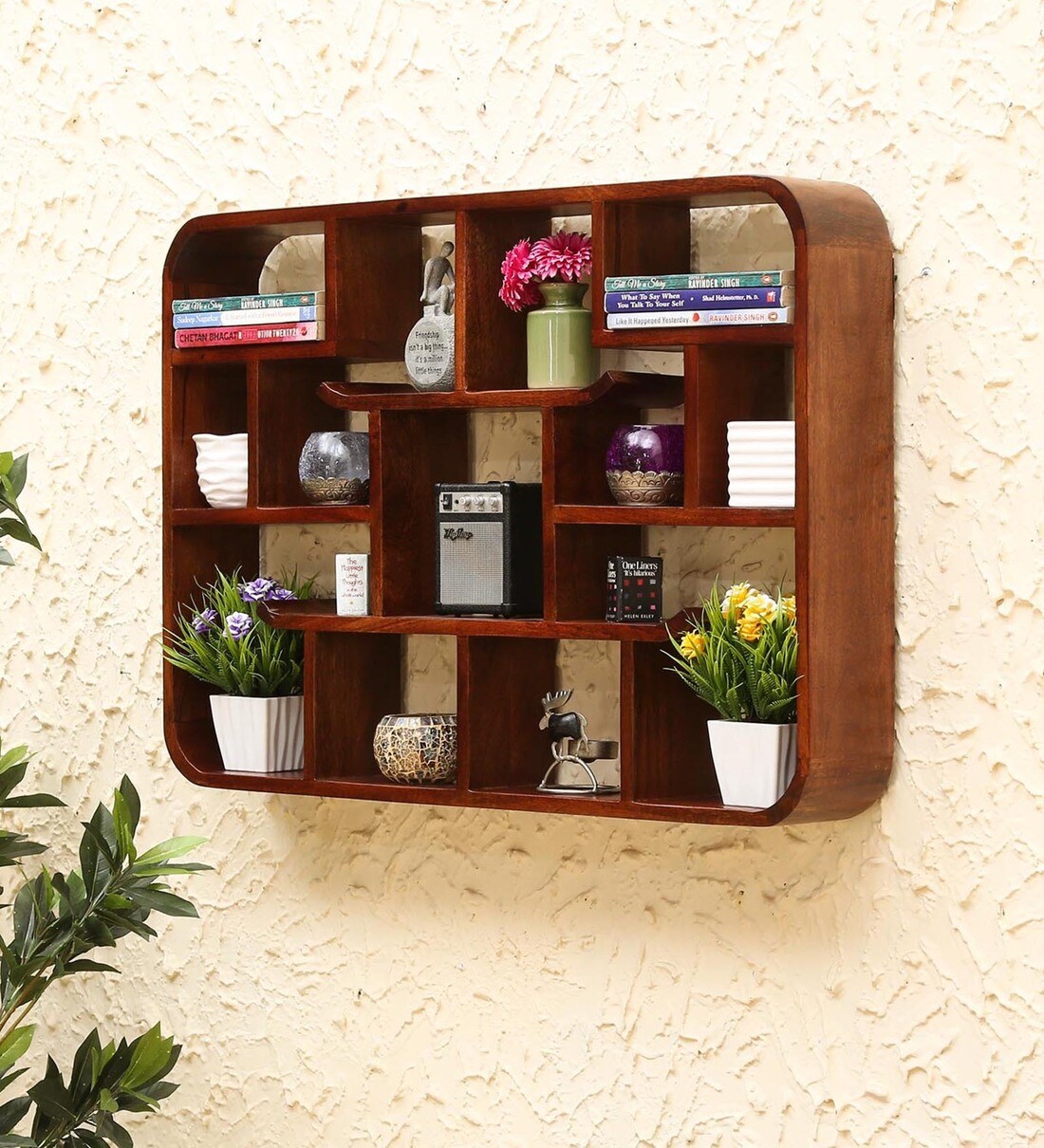 Buy Sheesham Wood Wall Shelf in Brown Colour by My Furniture Online