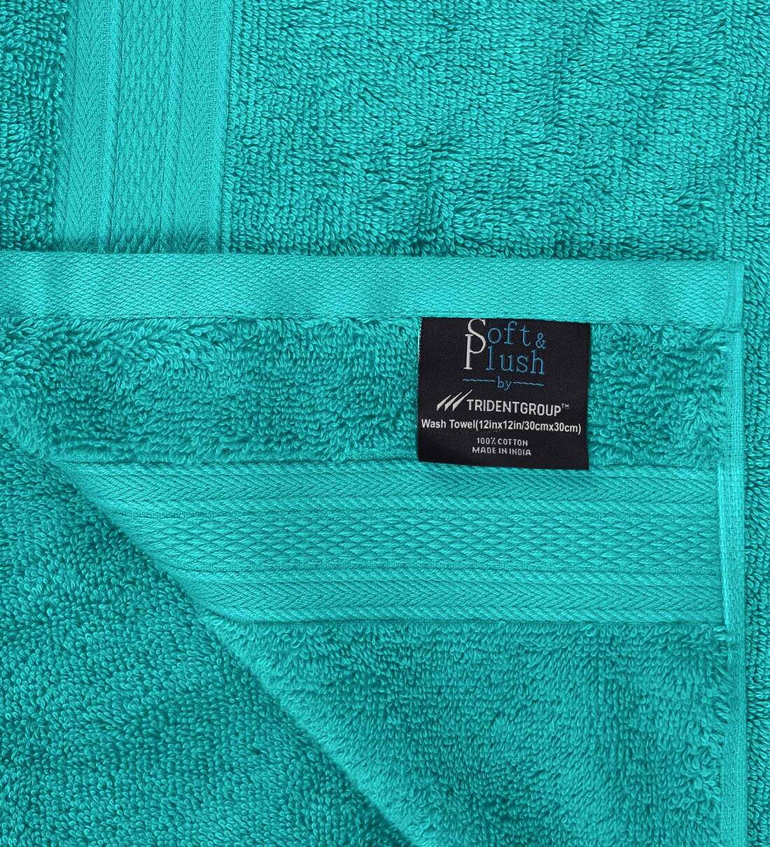 Buy Teal Sachet 500 GSM 100 Cotton Face Towel (Set of 12) by Trident
