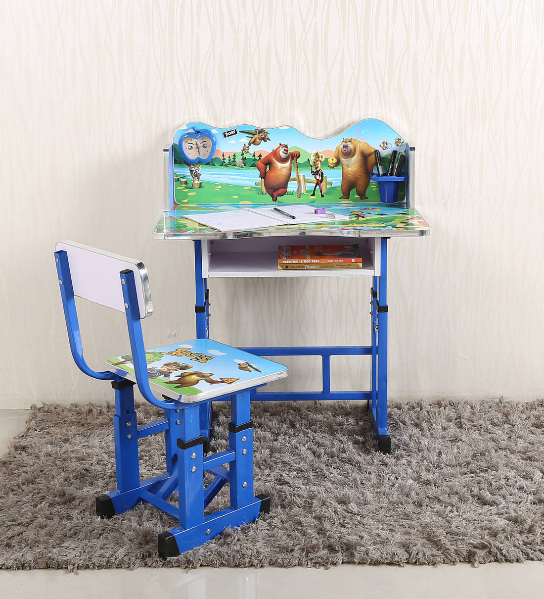 Buy Teddy Kids Study Table & Chair Set In Blue Color By ...