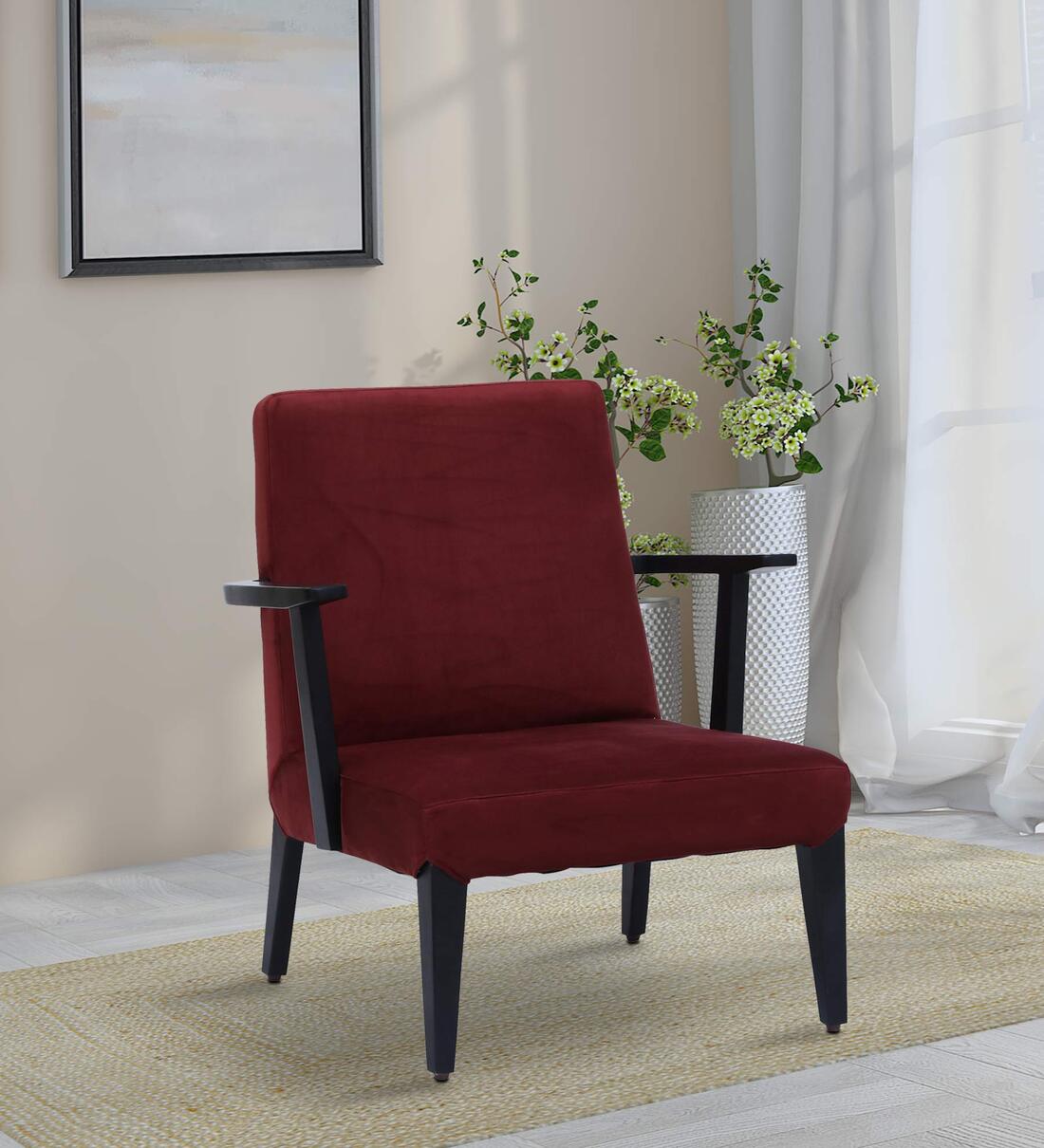 Buy Telford Fabric Arm Chair In Maroon Colour at 19 OFF by Woodsworth