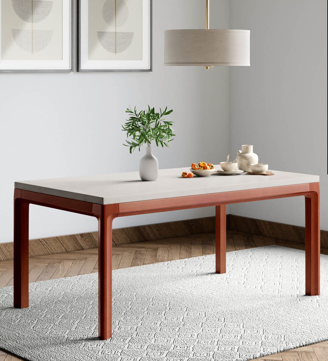 Buy Terrene Marble Top 6 Seater Dining Table in Beige Colour at 17 OFF