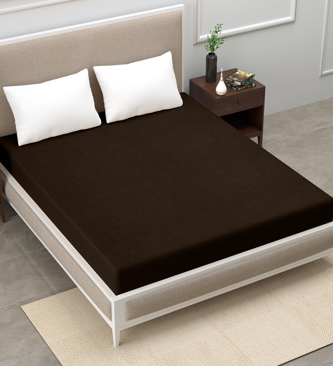 Buy Terry (78x48) Cotton Waterproof Queen Size Mattress Protector in