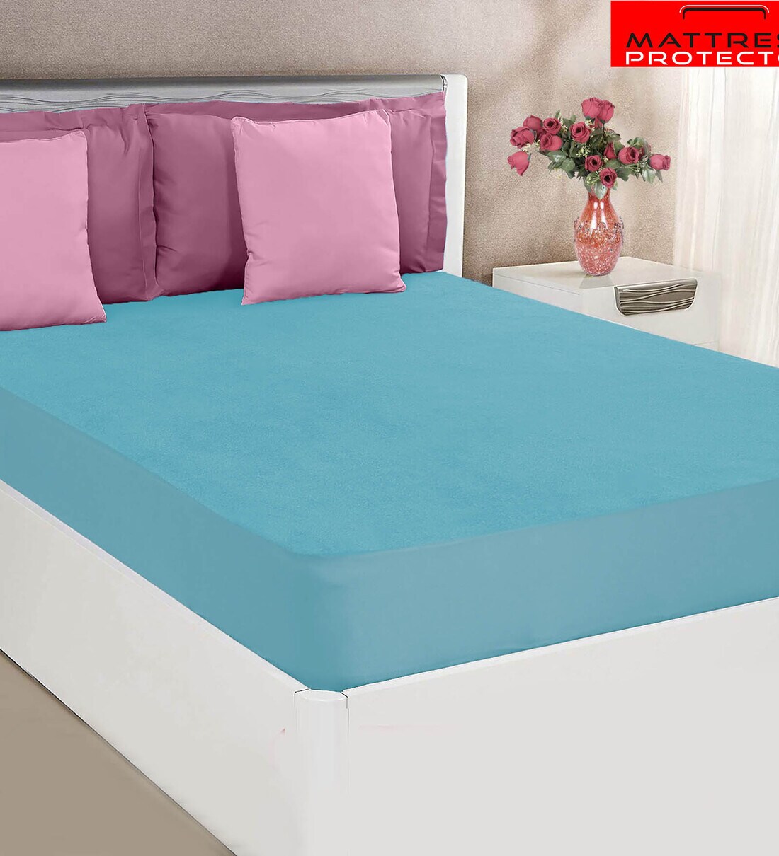 Buy Terry (78x60) Cotton Waterproof Queen Size Mattress Protector in