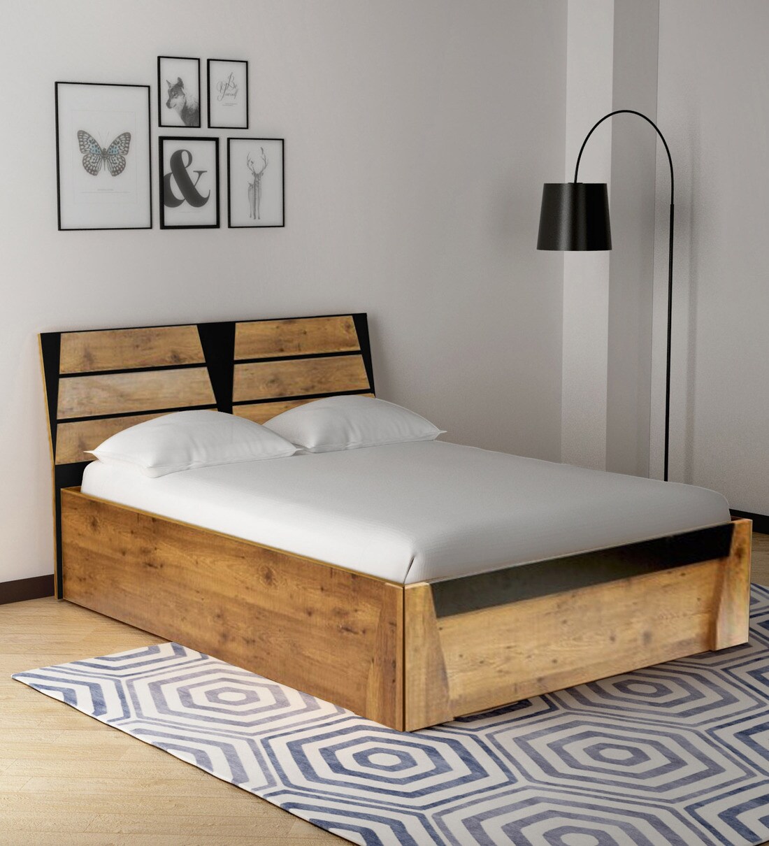 Buy Texas King Size Bed Natural with Hydraulic Storage at 55 OFF by