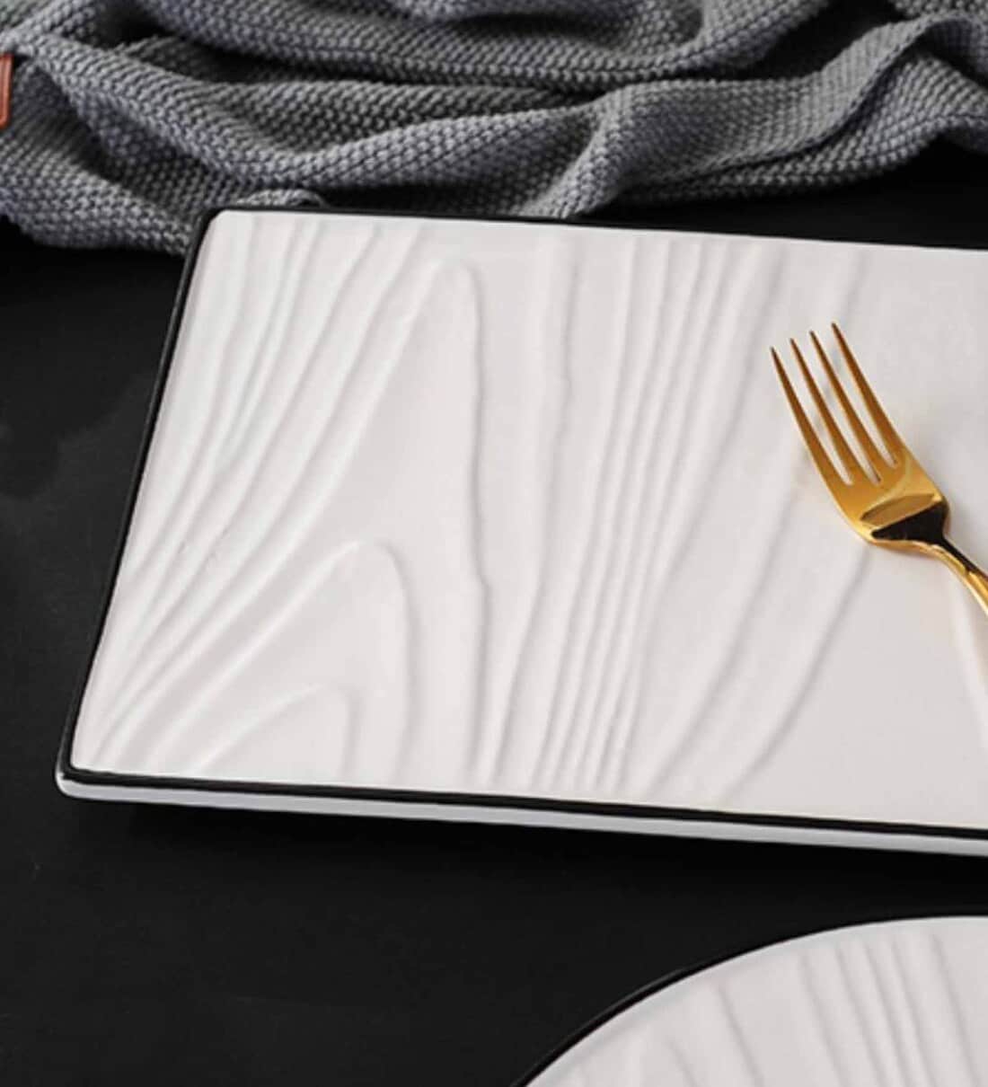 Buy Textured White Ceramic Serving Platter by Nestasia Online