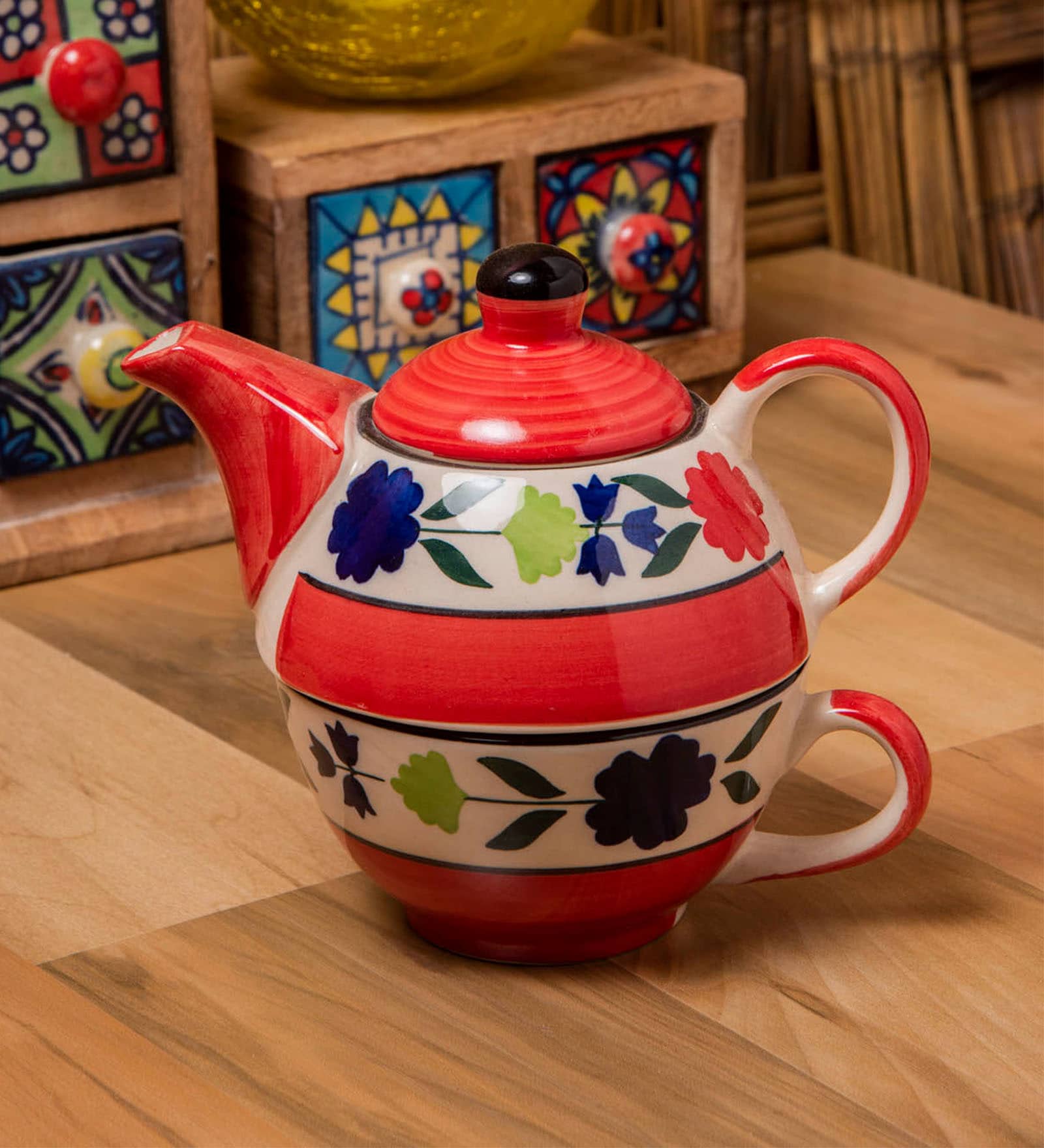 Spur Red & White Ceramic (Set of 2) Teaware Set