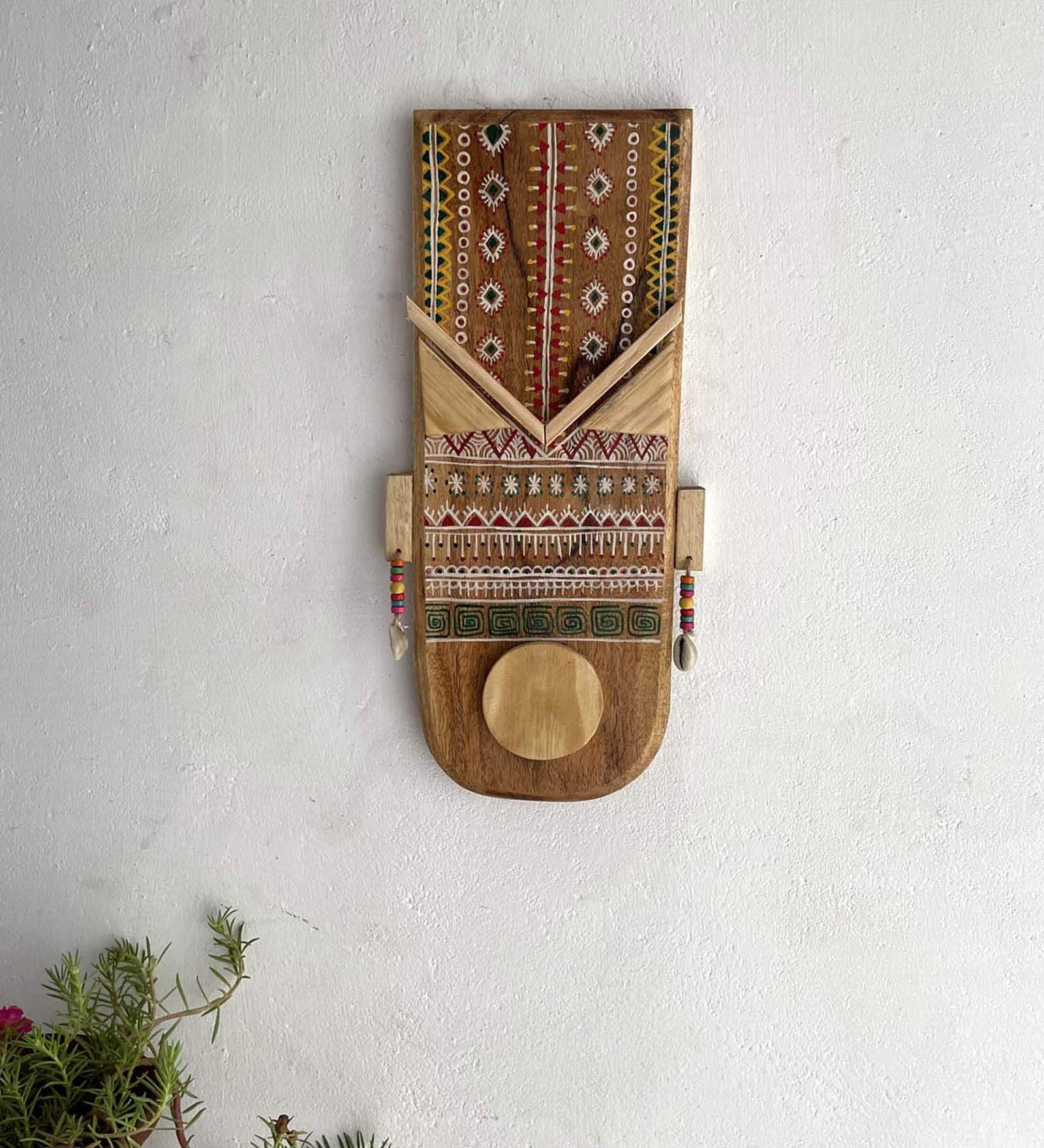 Teak Wood Miler Hand Painted Wall Mask