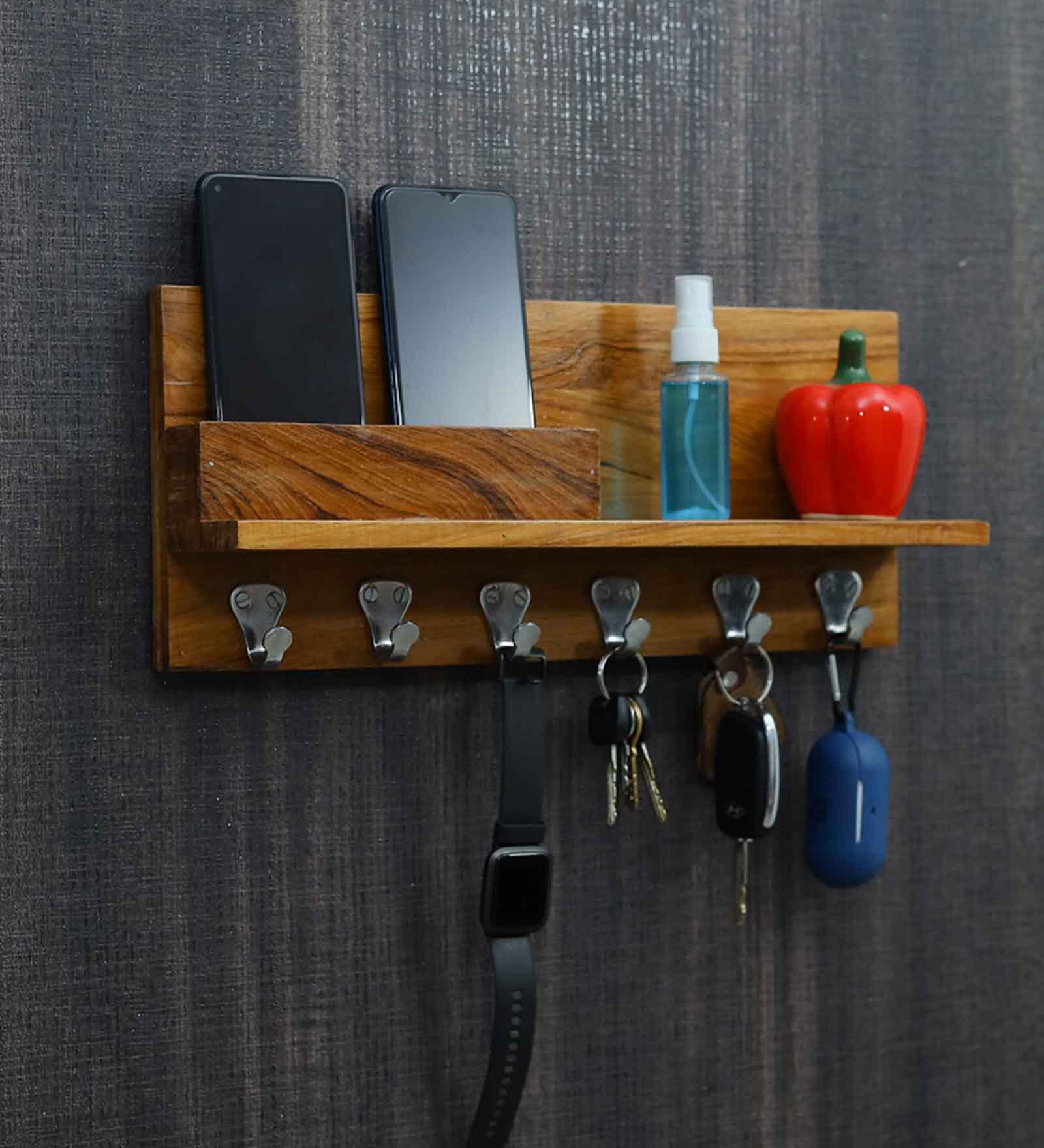 Solid Wood Modern In Brown Key Holder