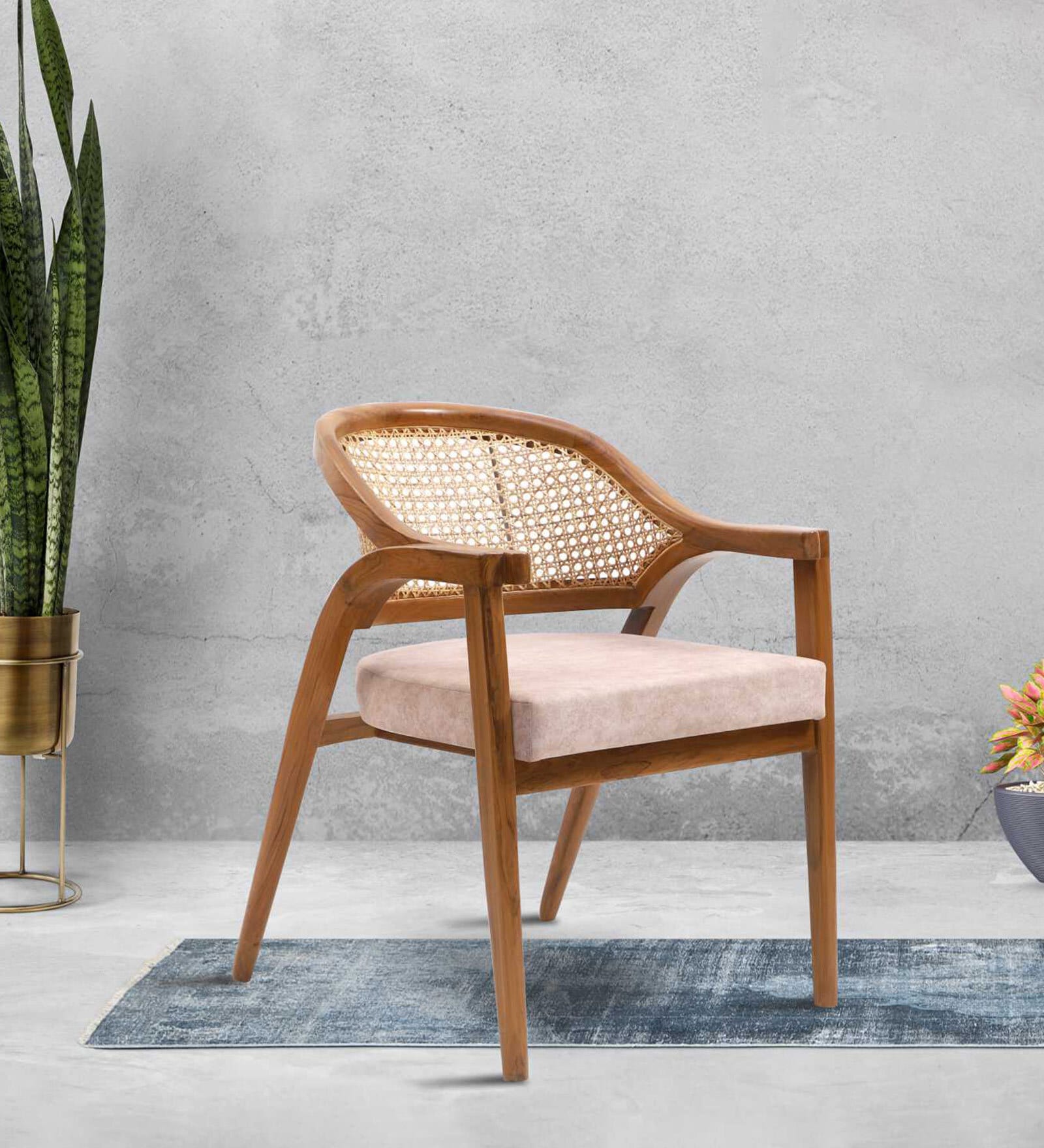 Teak Trend Solid Wood Arm Chairs in Teak Colour Set of 2