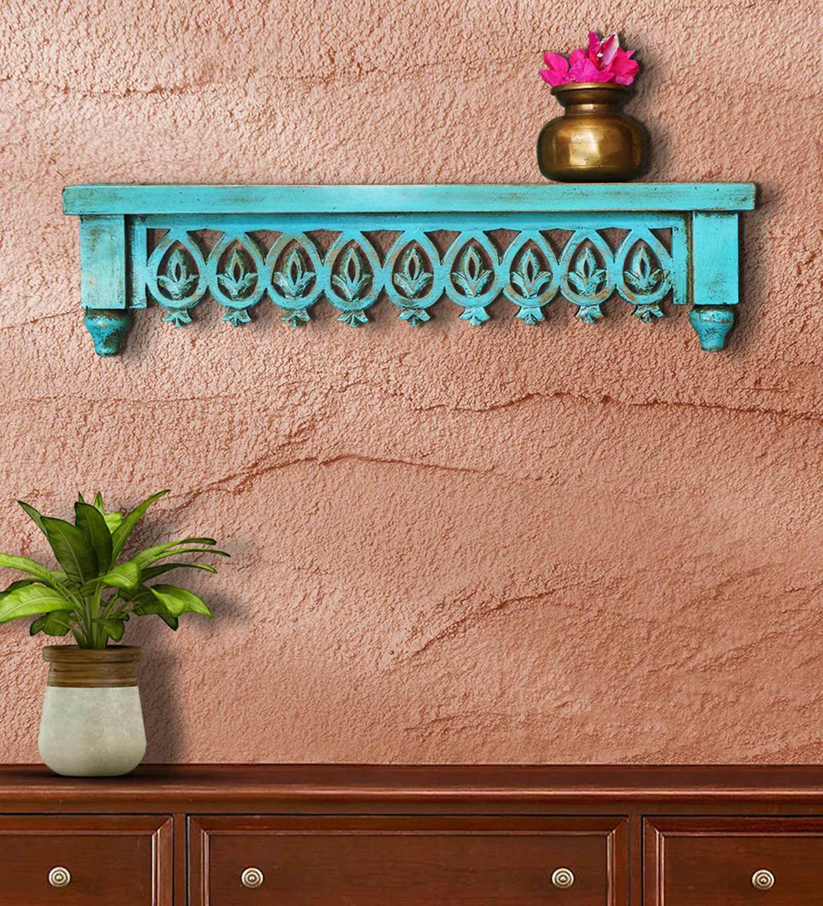 Teal Blue Rajbari Wall Shelf