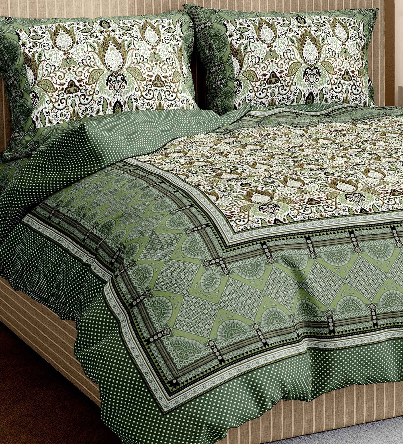 Teal Traditional 350 TC Cotton King Sized Bed Sheets with 2 Pillow Covers