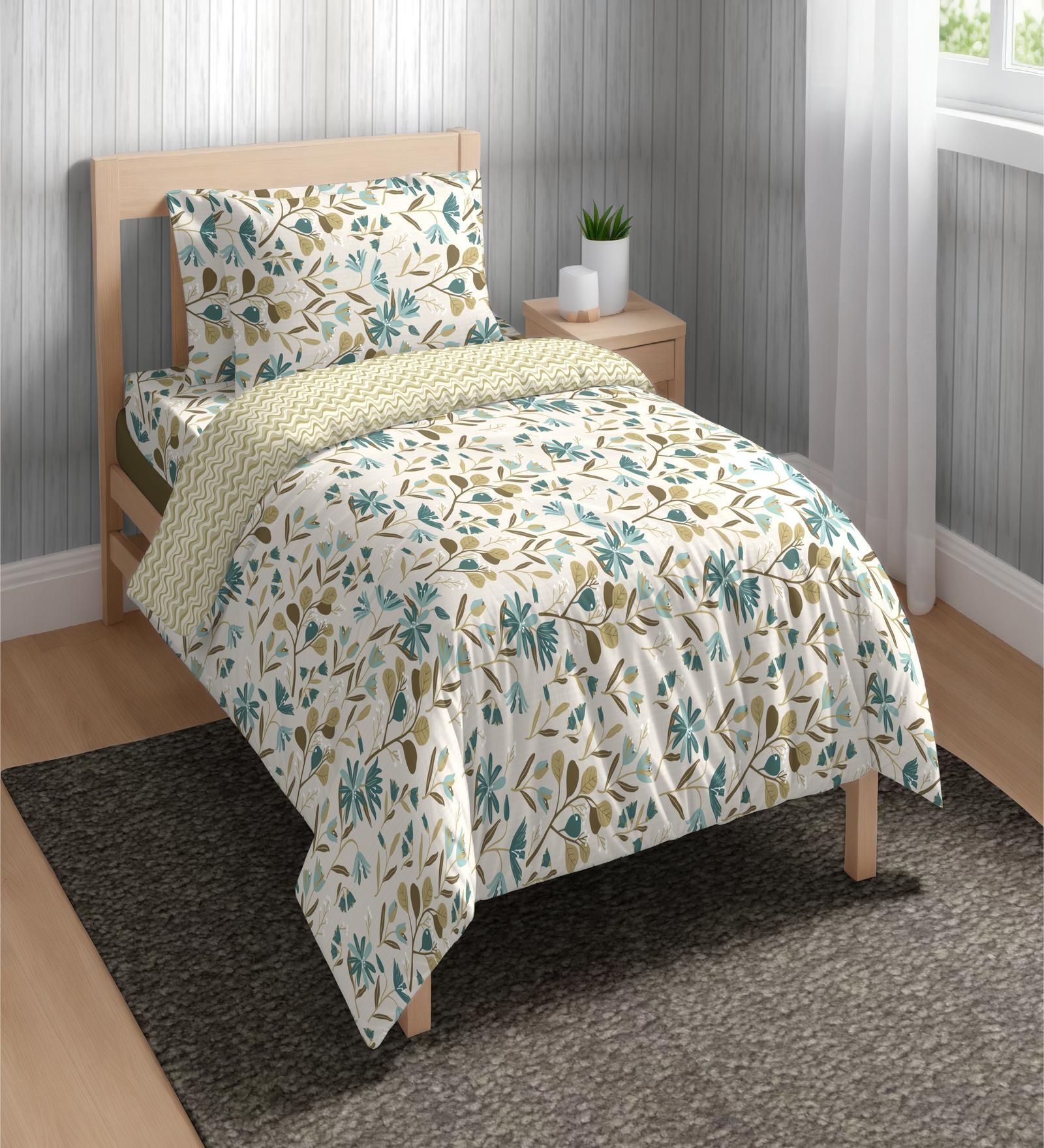 Teal Cotton Floral 150 GSM Single Bed Comforter