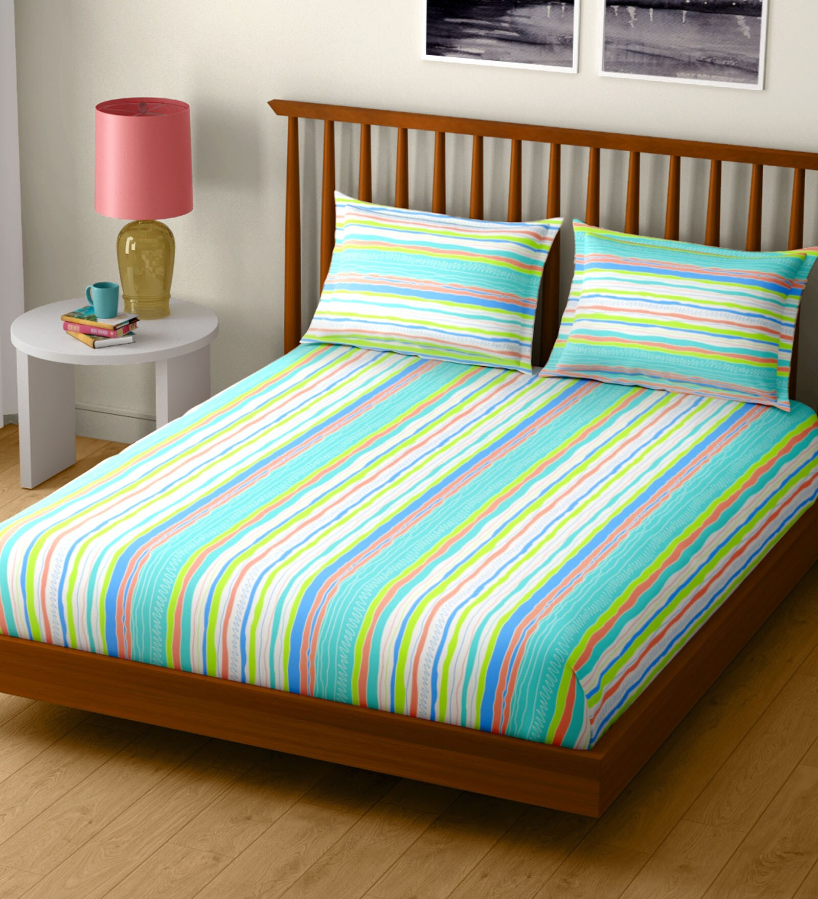 Splendor Cotton 104TC Double Bedsheet with 2 Pillow Covers