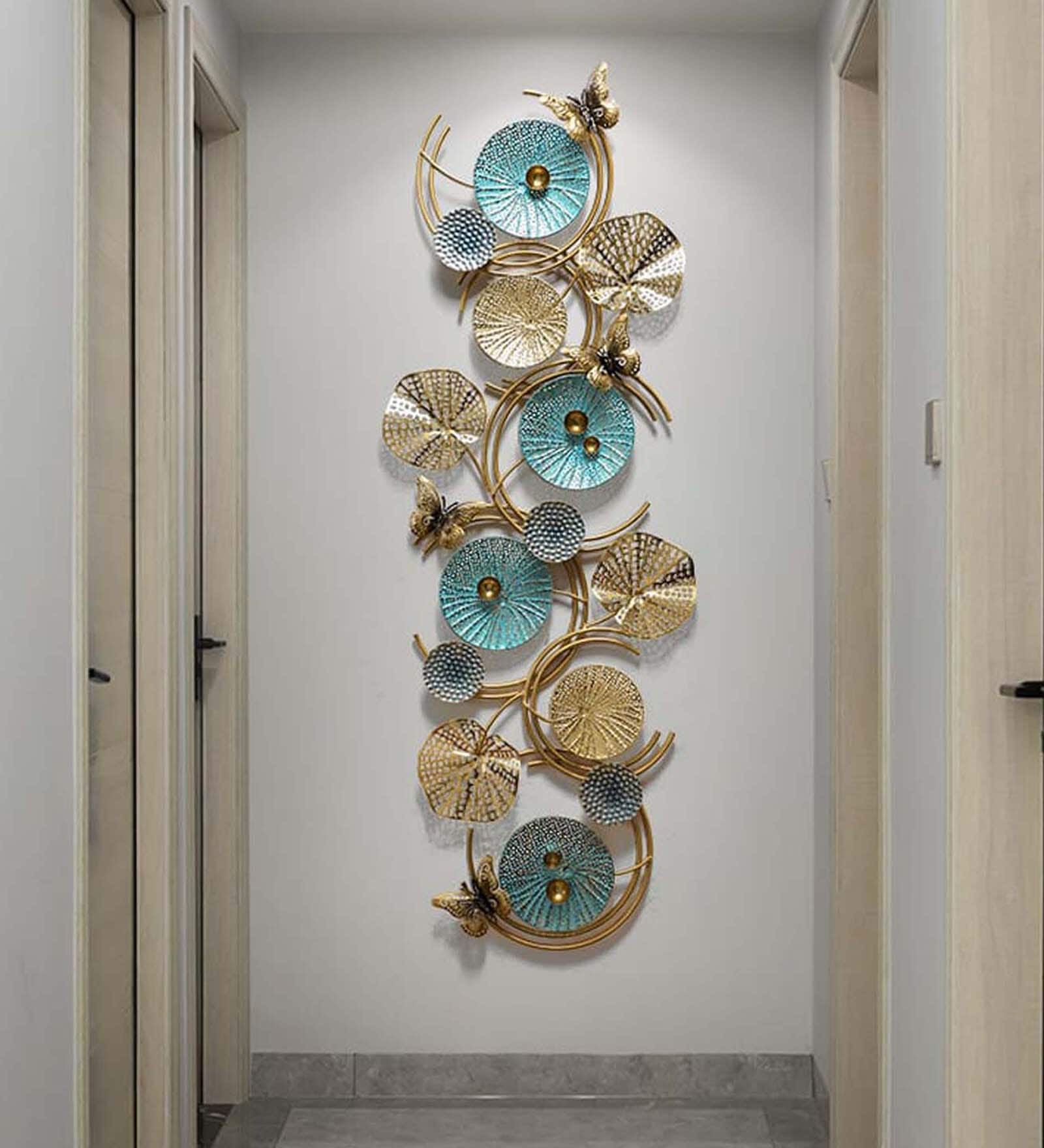 Teal Gold Iron Wall Art