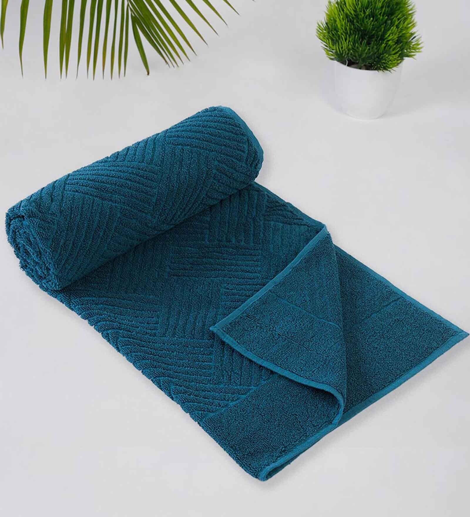 Teal Palash Pile Cotton Hand Towel-500 Gsm