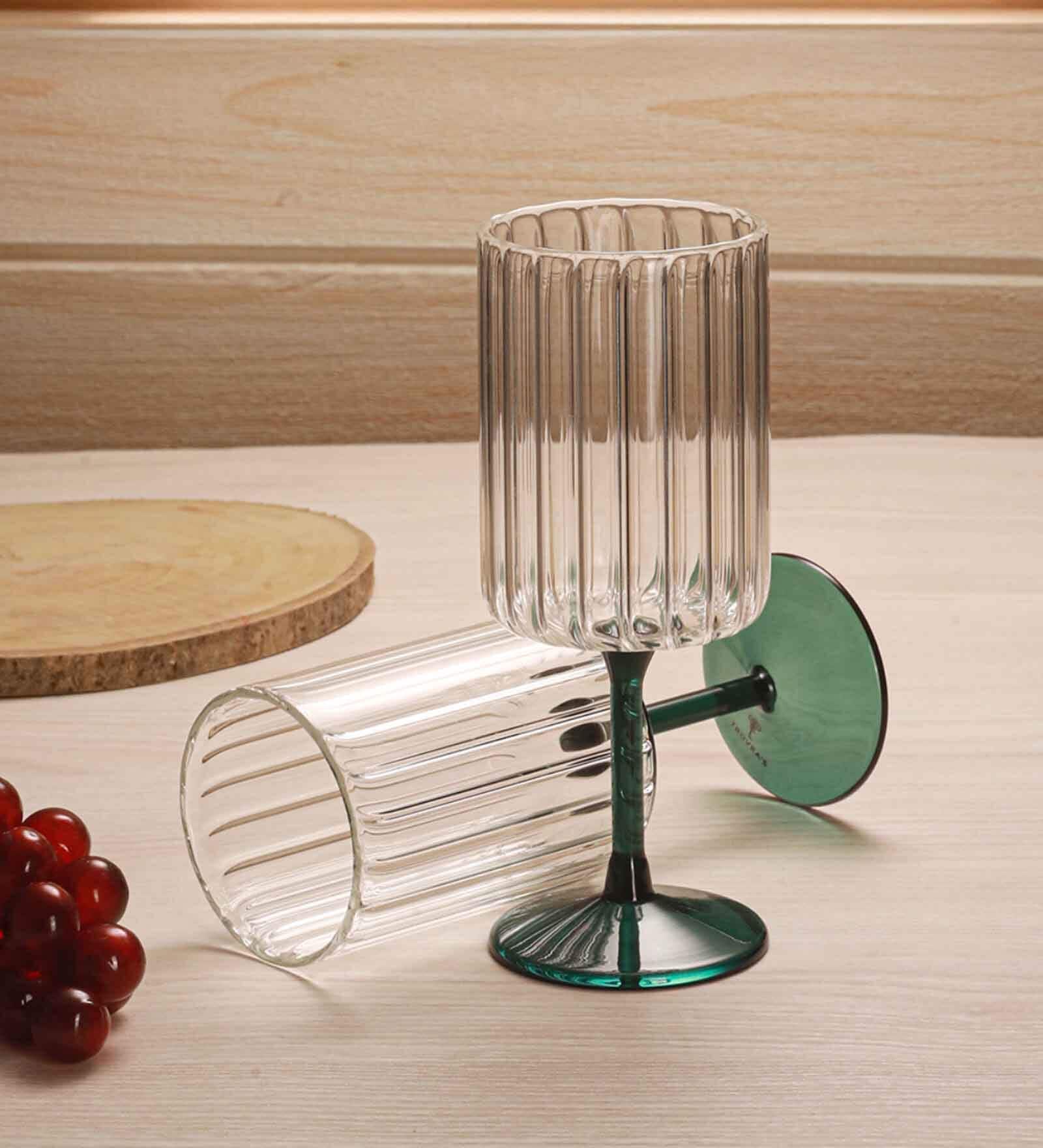 Teal Ripple Wine Glass(Pack Of 2)