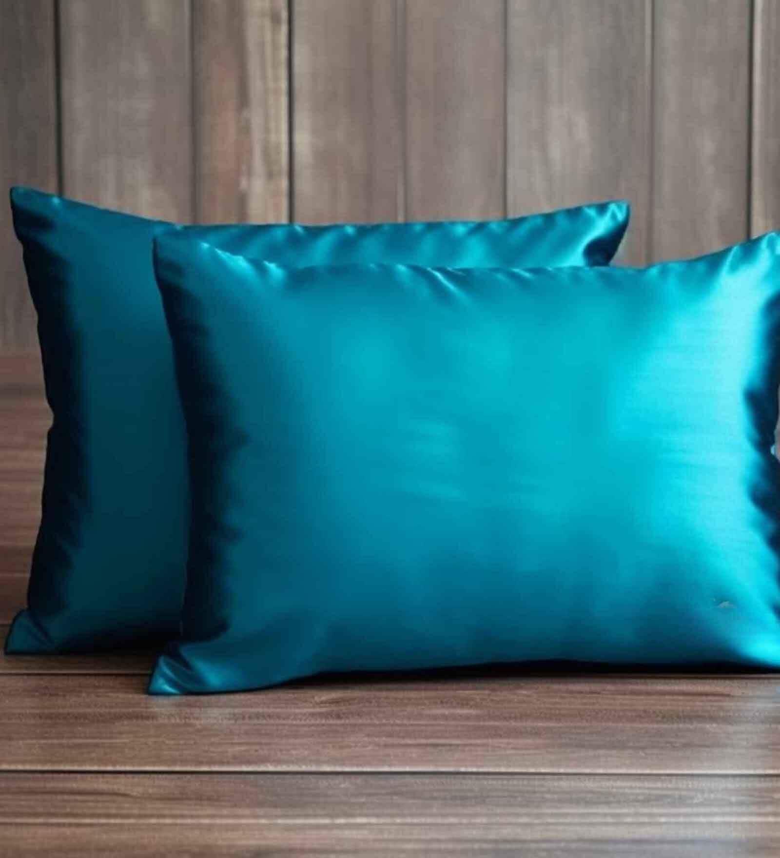 Teal Solid 400 TC Satin Set of 2 Pillow Covers