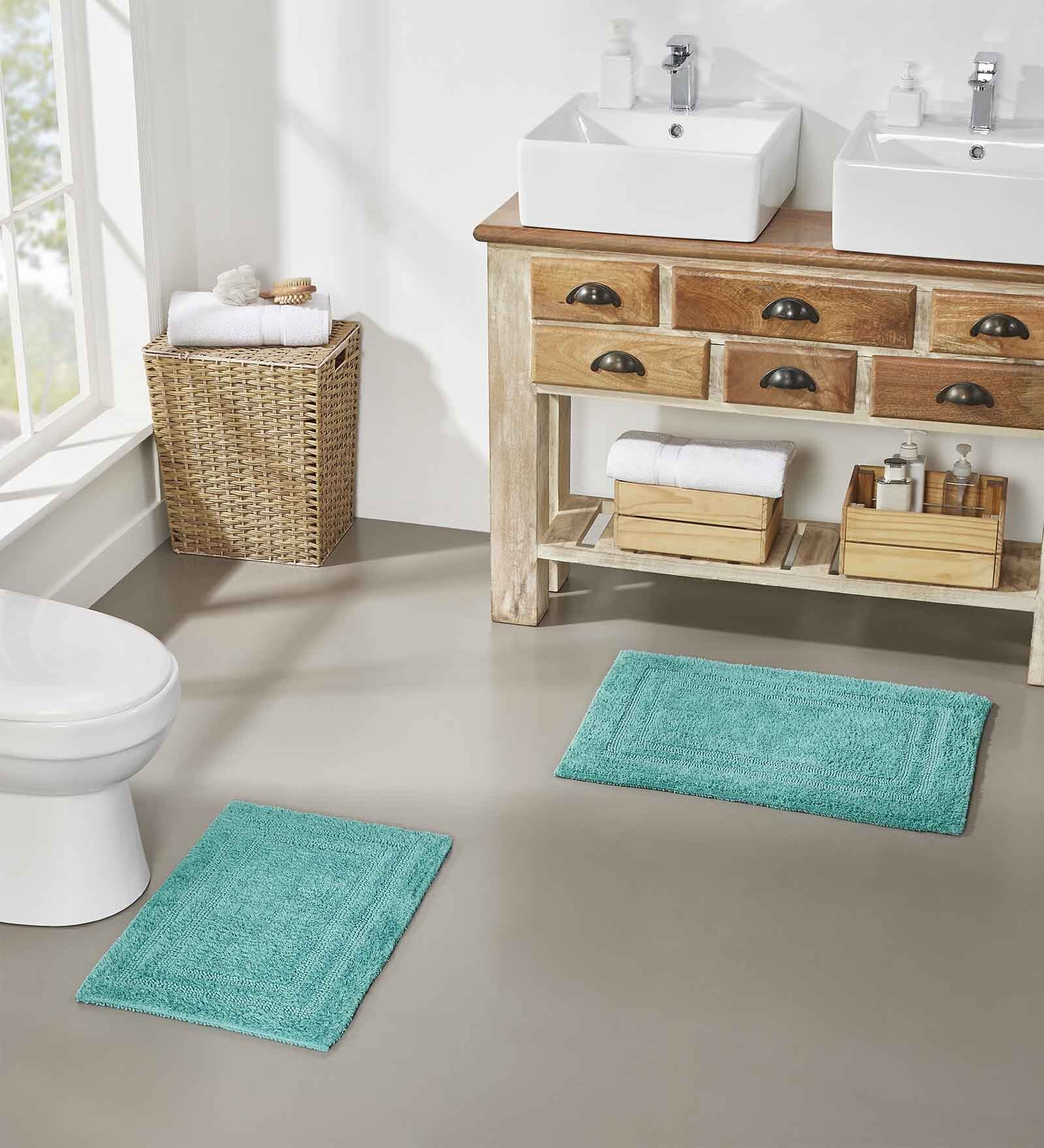 Teal Solid MicroFibre 14x10 Inches Antiskid Bath Mats