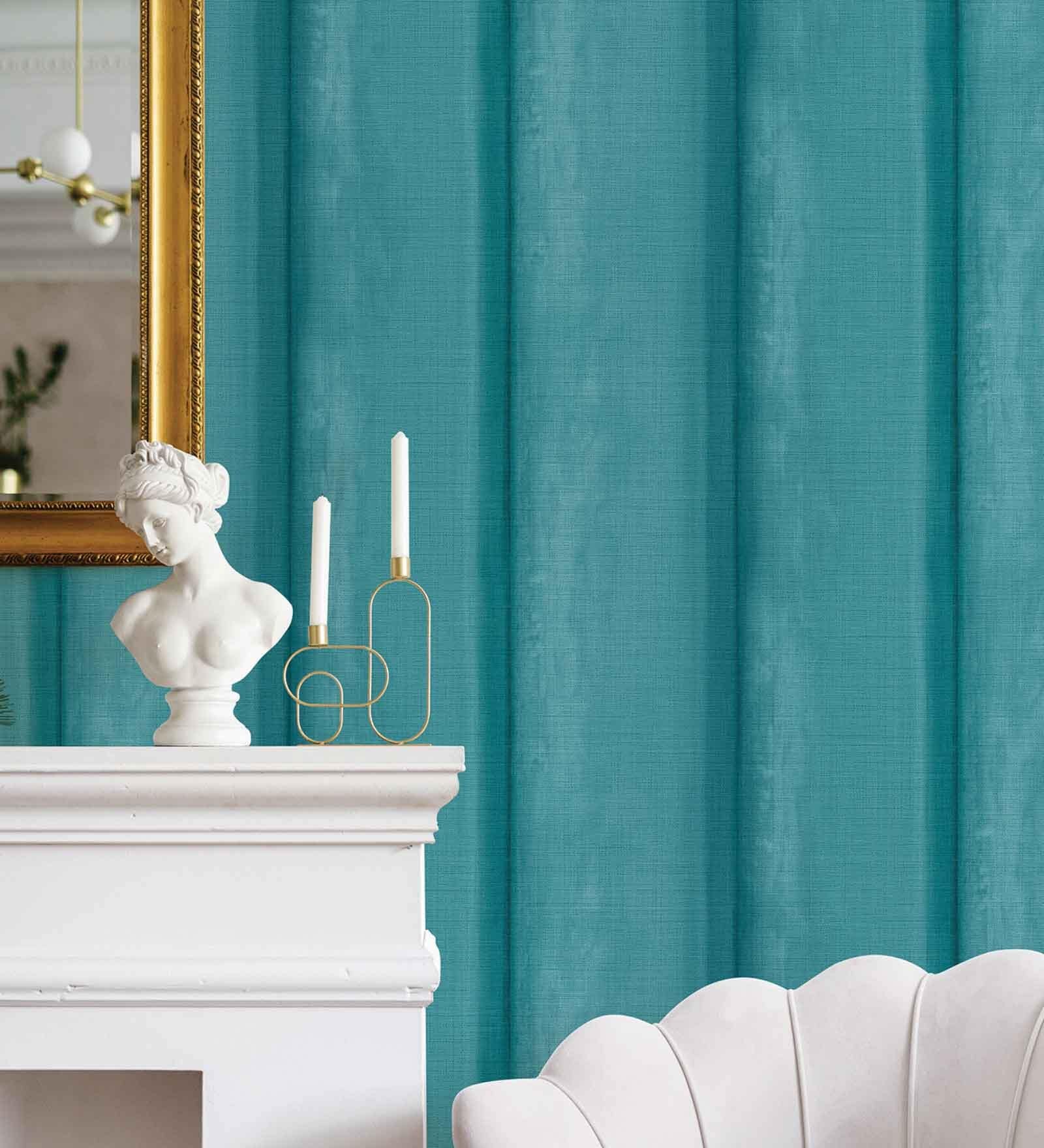 Buy Teal Vinyl & Paper Structure Wallpaper at 100% OFF by Fedora ...