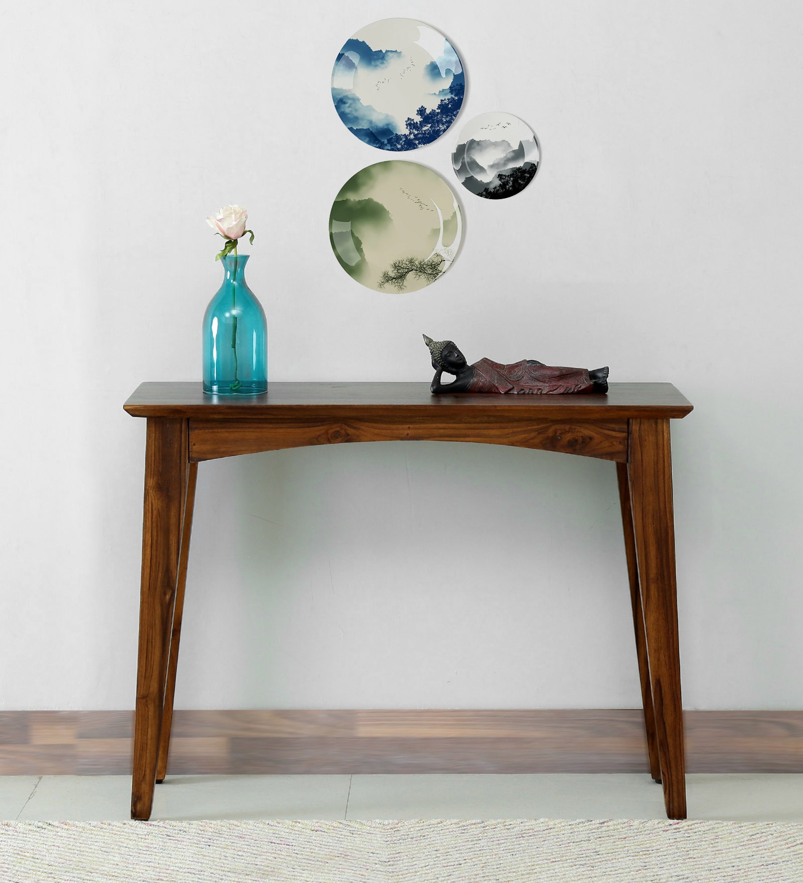 Tectona Teak Wood Console Table in Scratch Resistant Provincial Teak Finish