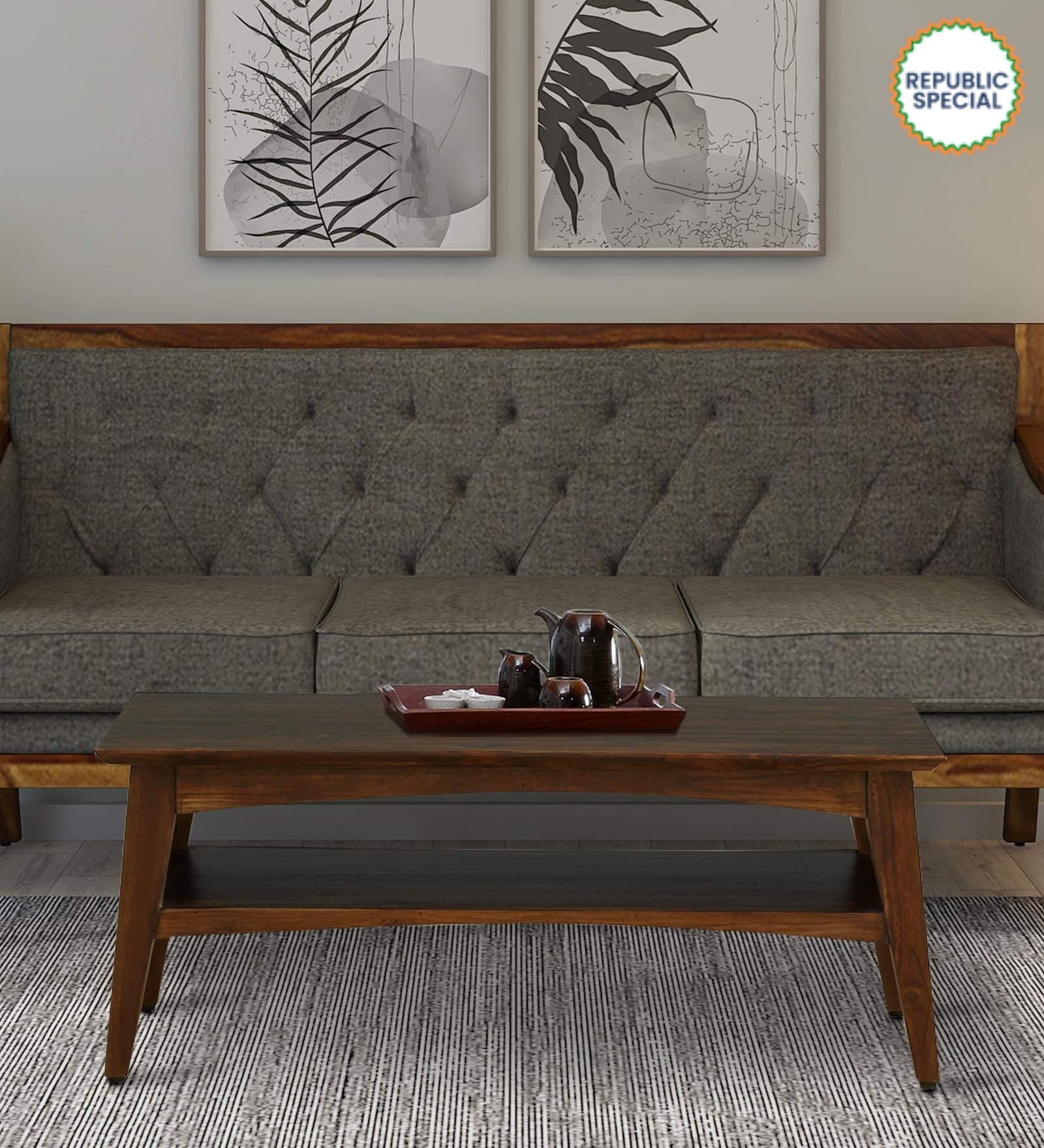 Tectona Latin Teak Wood Coffee Table In Scratch Resistant Provincial Teak Finish