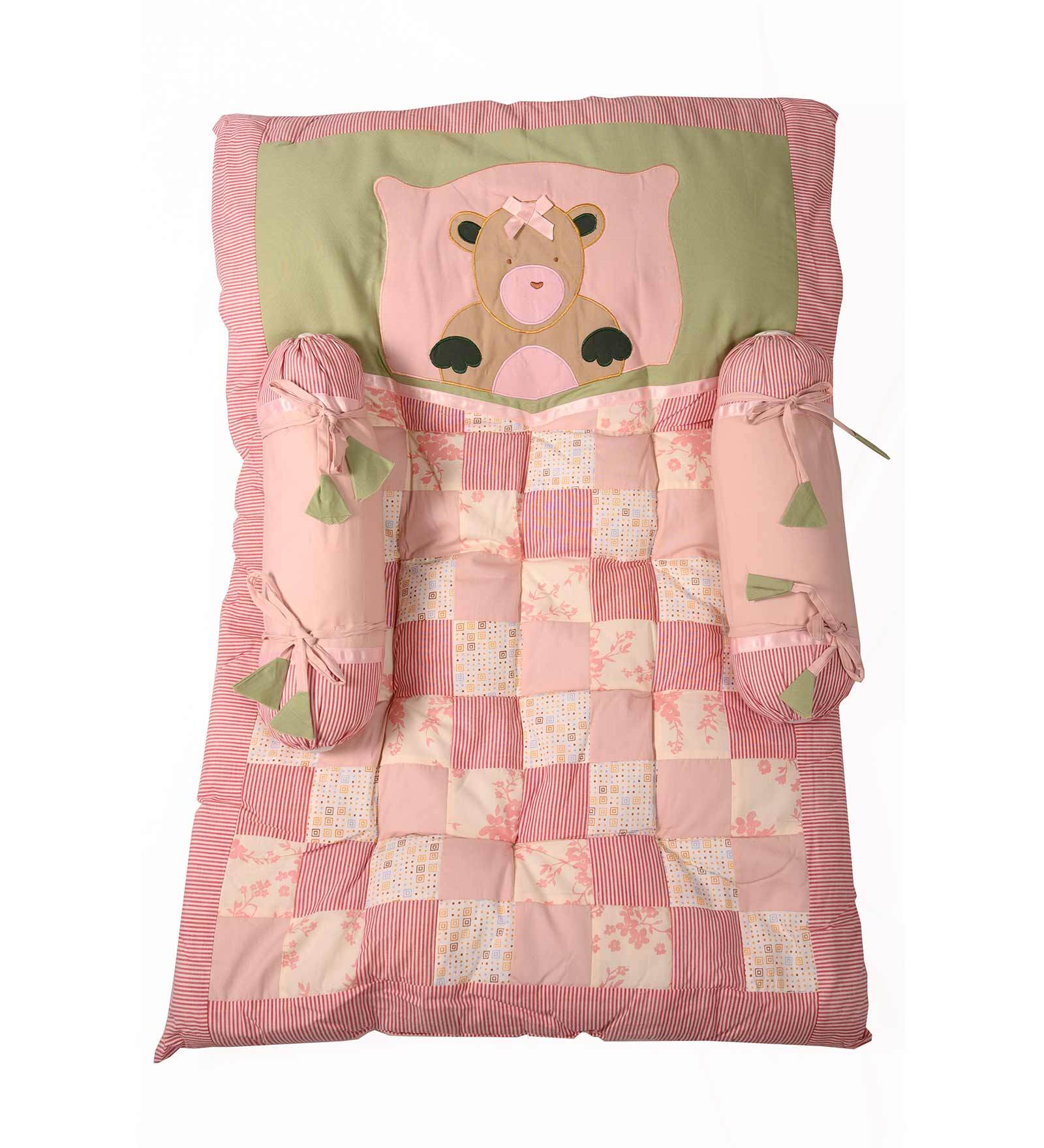 Buy Pink Teddy Bear Cotton Set Of 3 Crib Bedding Sets Online - Baby ...