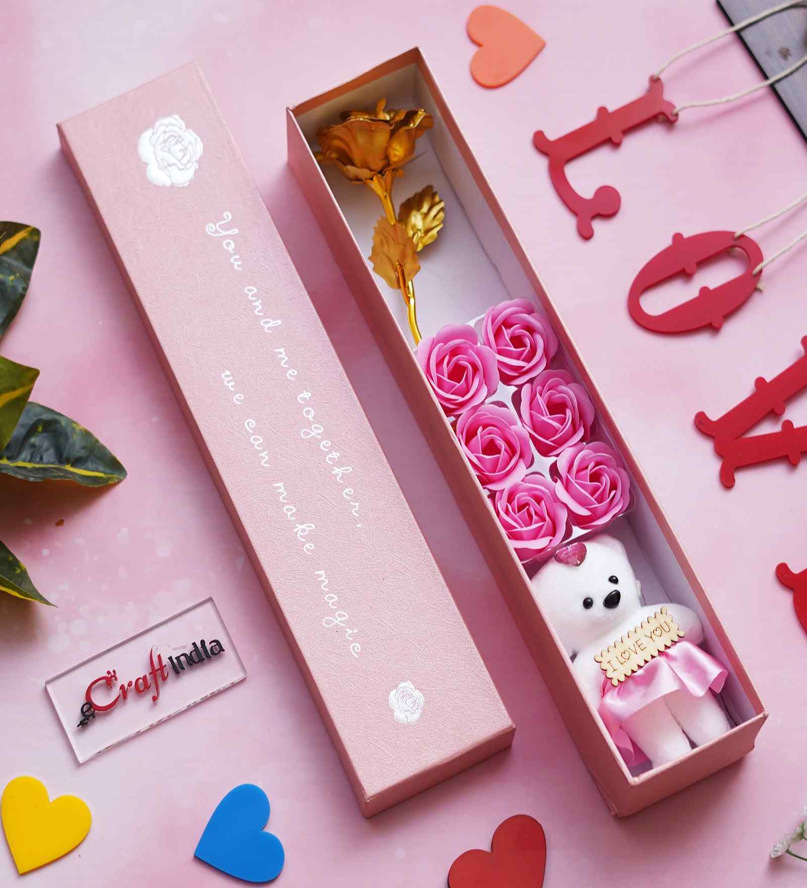 Teddy Bear Pink Rose Gift Set