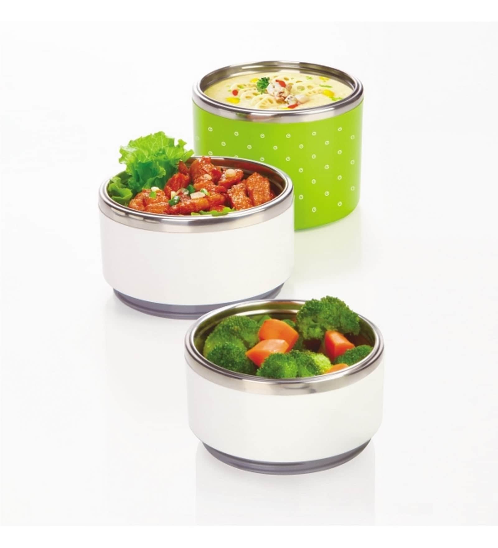 Buy Stainless Steel & Plastic 550 ML Tiffin box Set Of 3 by Tedemei