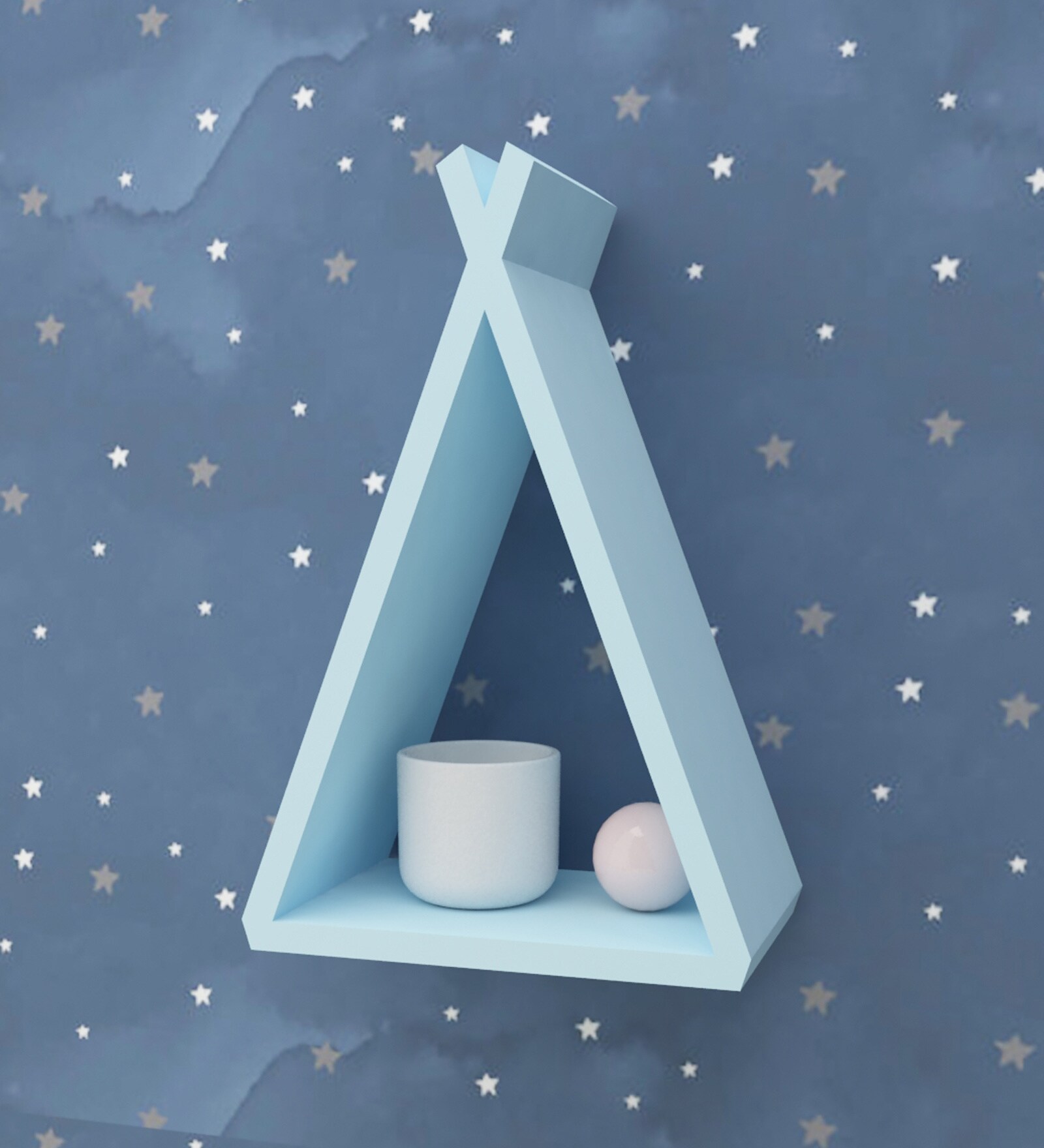 Teepee Triangle Kids wall shelf in Blue Colour Teepee Triangle Kids wall shelf in Blue Colour