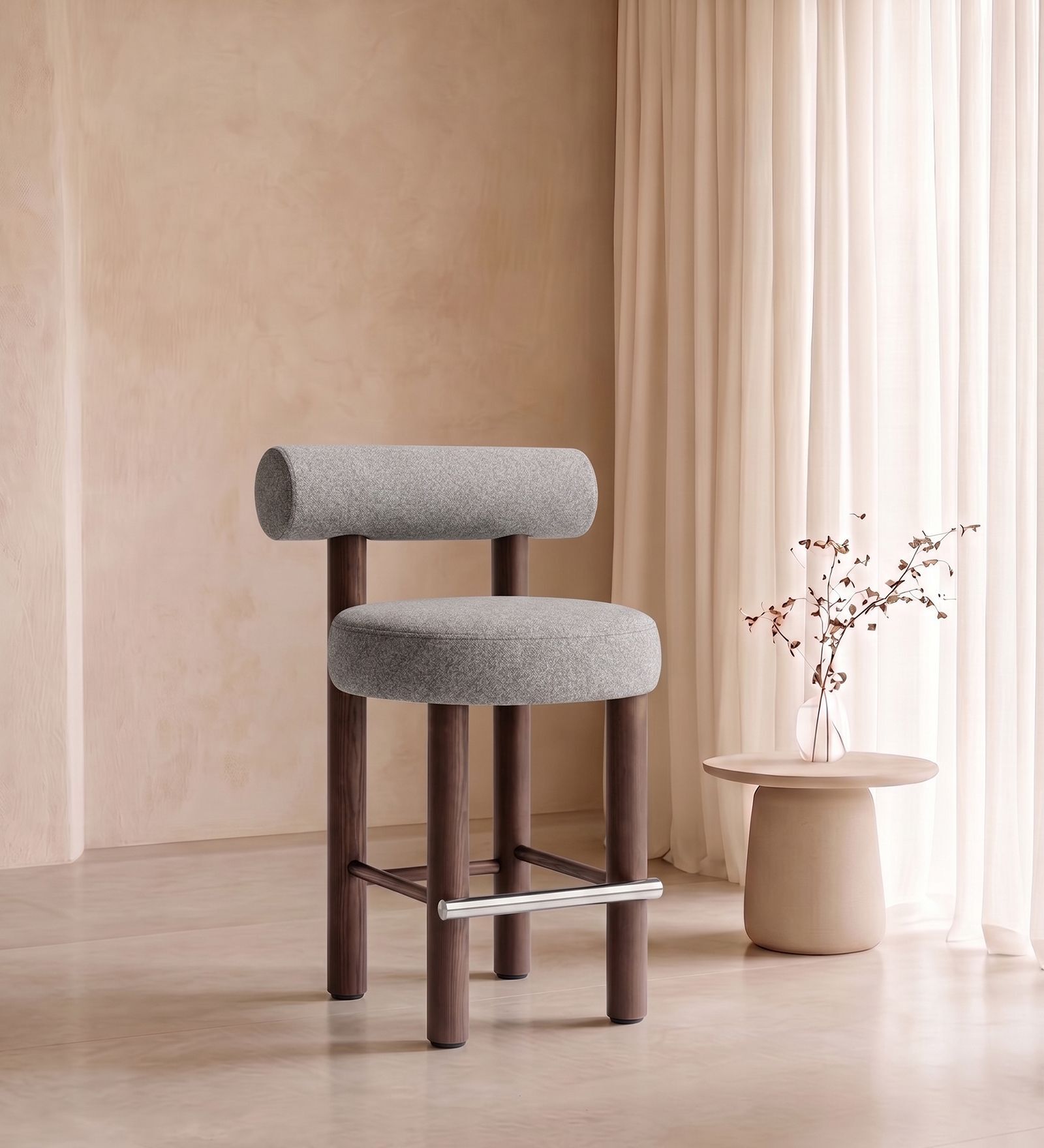 Teervon Classic Bar Stool In Grey Colour