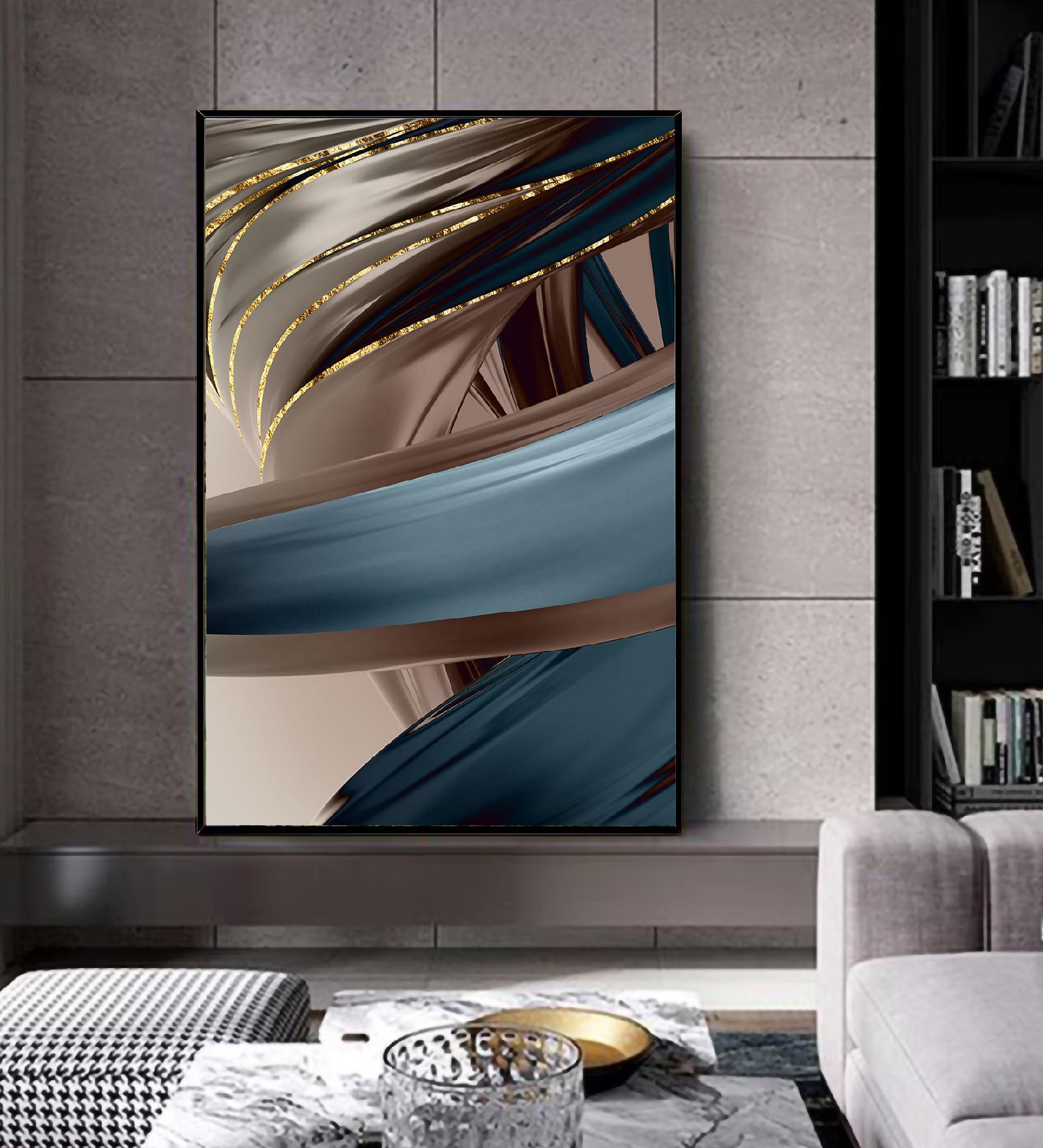 Tela Plumas De Luxo Multicolour Synthetic Wood Wall Art
