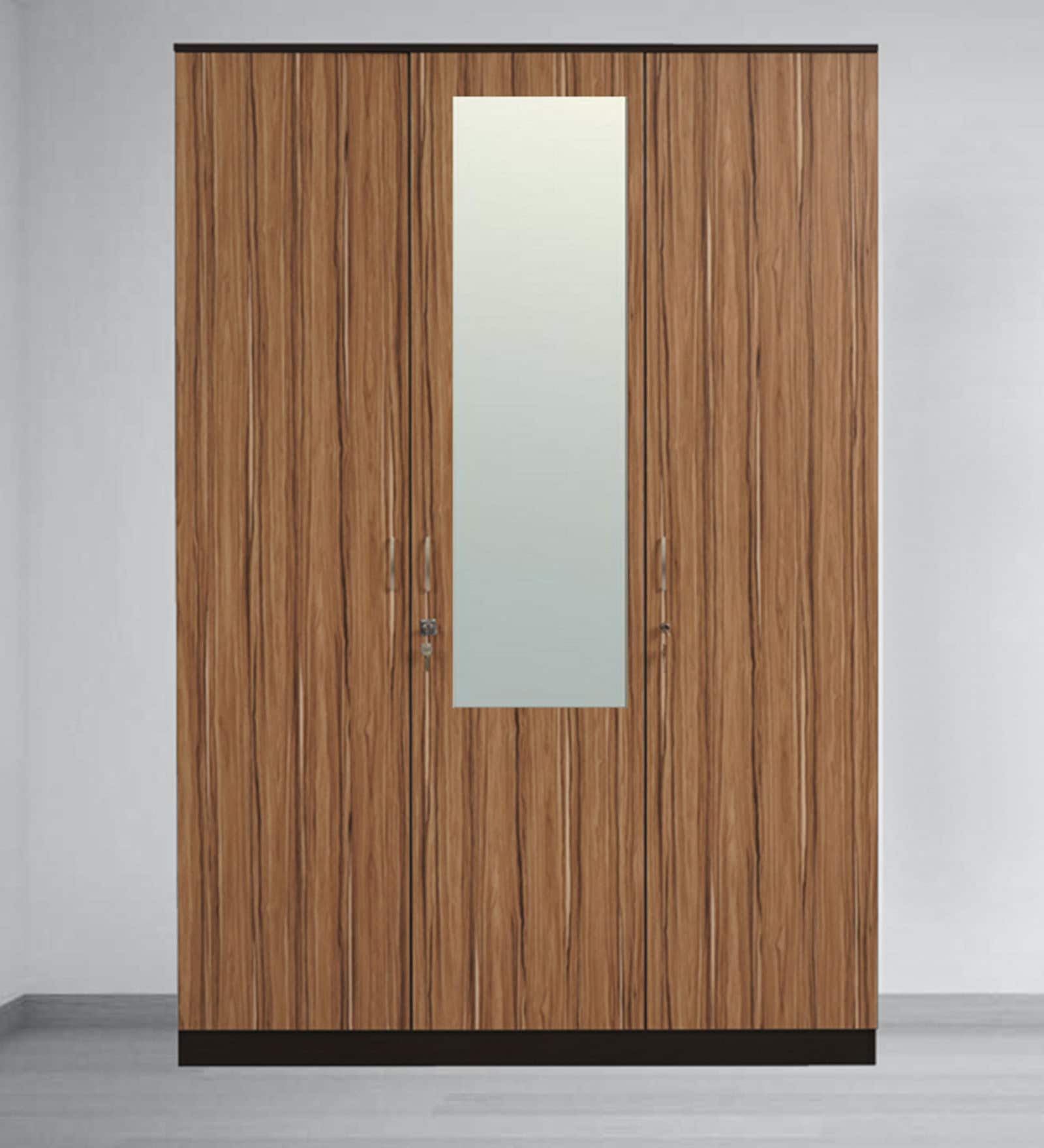 Terence 3 Door Wardrobe With Mirror in Wenge & Natural Ebony Finish